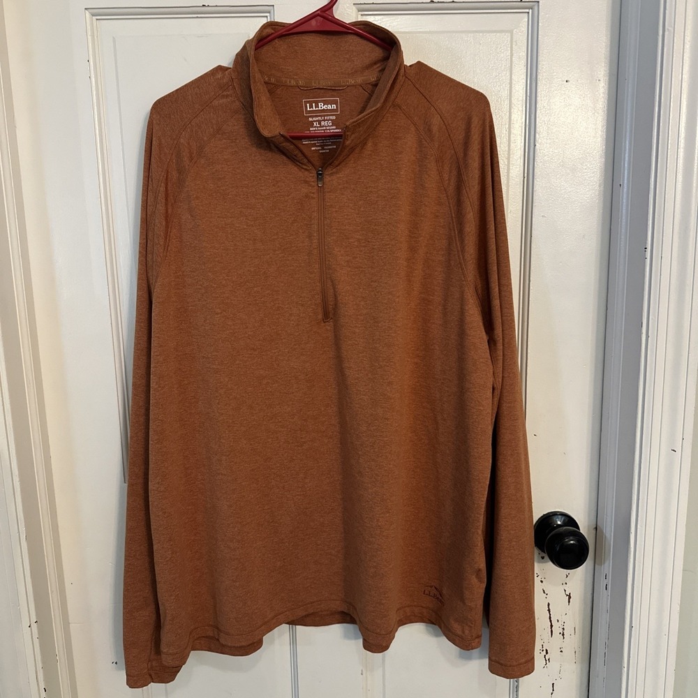 L.L. Bean Comfort Pullover Mens Rust Lightweight 1/4 Zip Performance Shirt Sz XL